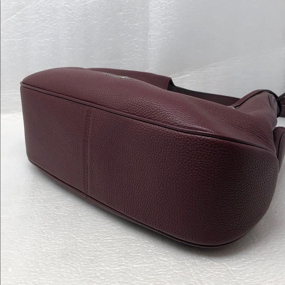Michael Kors Kelsey Shoulder Tote Merlot Pebbled Leather SilverTone Hardware